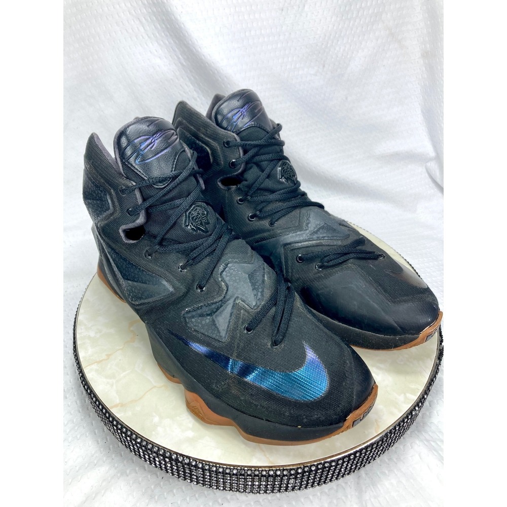 Nike LeBron 13 Black Lion Basketball Shoes Men 14 Black Gum Sole Hi Top Sneakers